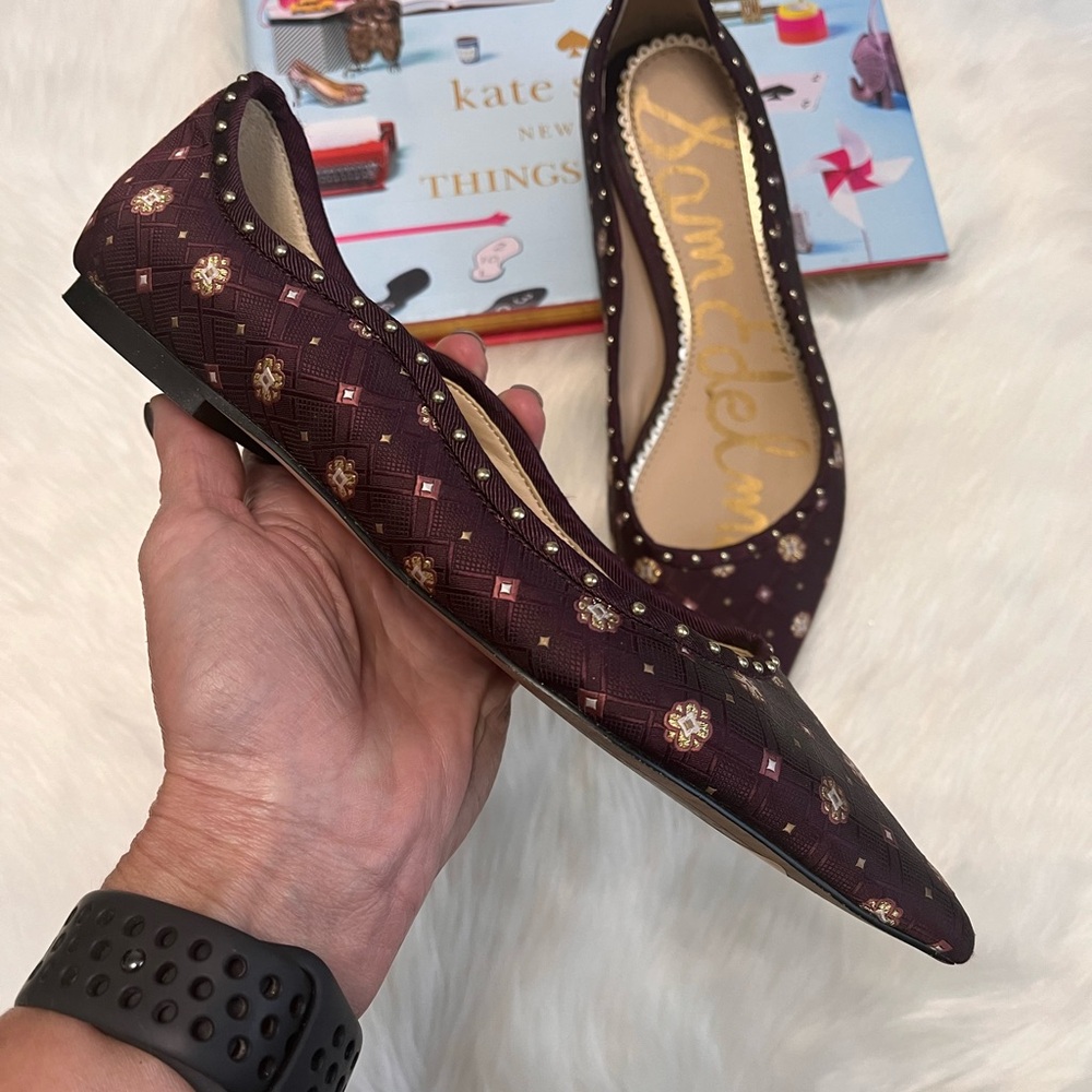 Sam Edelman Maroon Floral Flats Size 6
